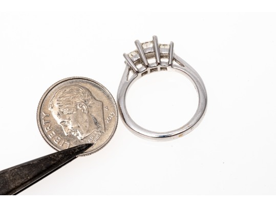 14K White Gold And Graduated Princess Cut Diamond Ring, Size 5.25