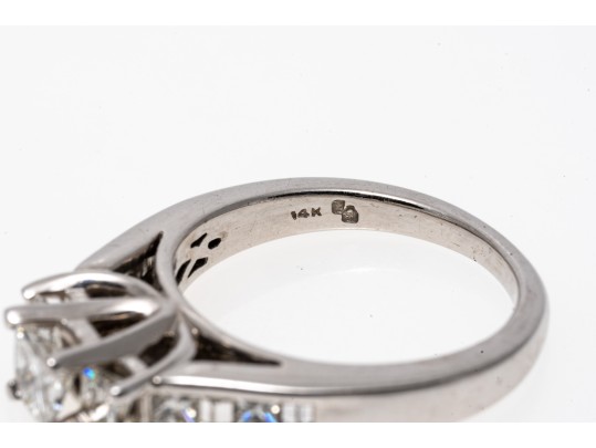 Stunning 14K White Gold Princess Cut Diamond Ring, Size 6