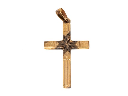 Classic 14K Etched Cross Pendant