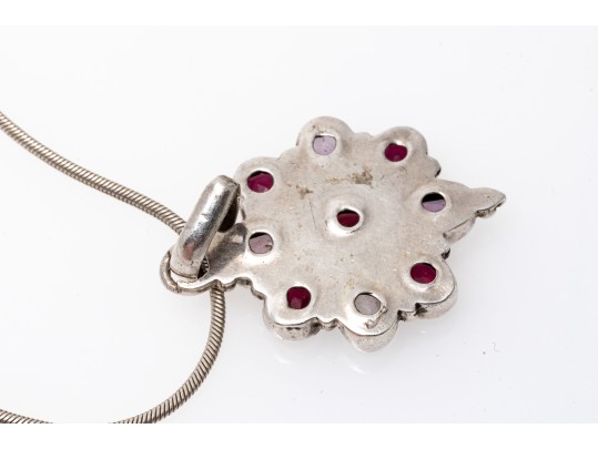 Sterling Amethyst And Garnet Pendant Necklace