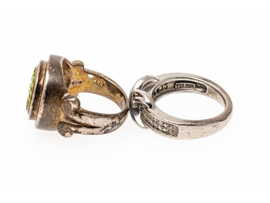 Sterling Silver Pair Of Really Striking Fashion Rings, Size 4.75