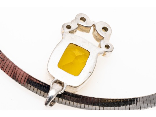 Colorful Zirconia Set Sterling Pendant Necklace