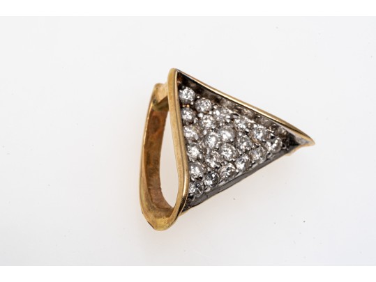 14K Pave Set Diamond Contemporary Slide Pendant