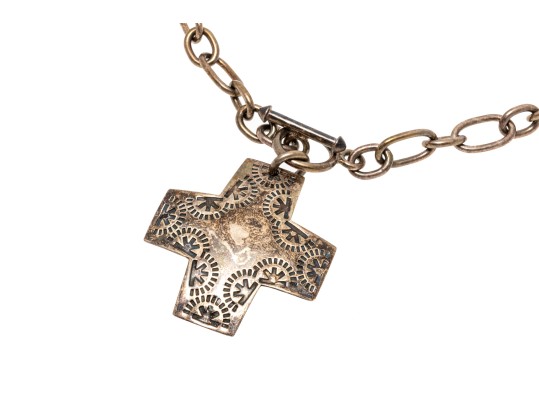 Bold Sterling Cross Pendant Necklace