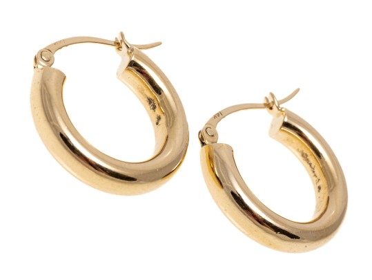 Simple 14K Polished Hoop Earrings