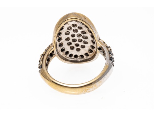 Stylish 18K White Gold Pave Black And White Diamond Ring, Size 6.5 (1.74 TCW)