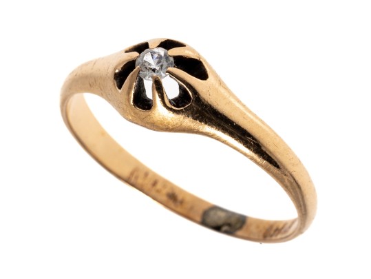 Vintage 14K And White Sapphire Ring, Size 6