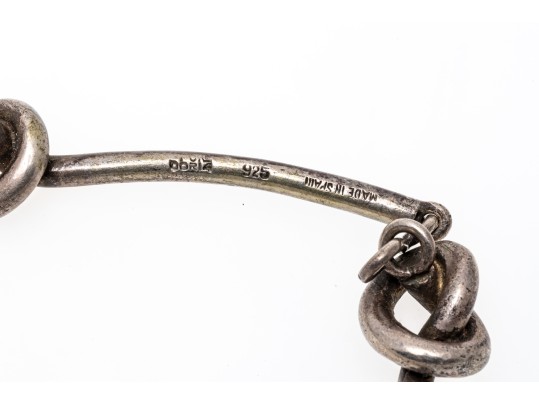 Sterling Silver Striking Vintage Knot And Bar Motif Necklace