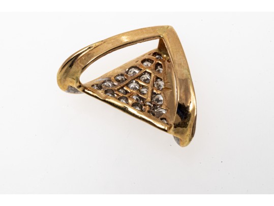 14K Pave Set Diamond Contemporary Slide Pendant