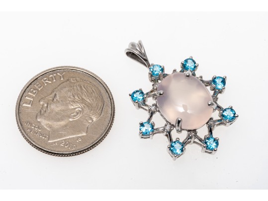 Chearful 10K Chalcedony And Topaz Pendant