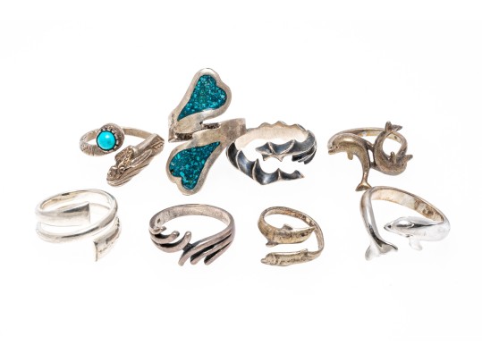 Sterling Silver Fun Lot Of Assorted Bypass Style Rings