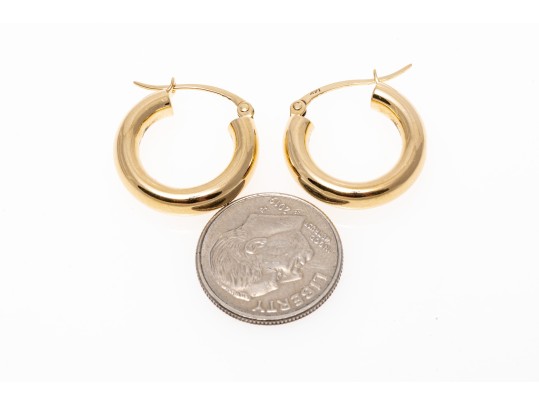 Simple 14K Polished Hoop Earrings