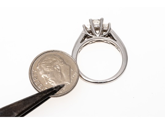 Stunning 14K White Gold Princess Cut Diamond Ring, Size 6