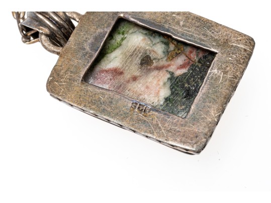 Sterling Silver And Agate Pendant Necklace