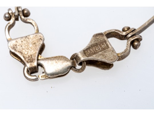 Sterling Silver Interesting Bar And Circle Bracelet With A Heart And Cherub Charm