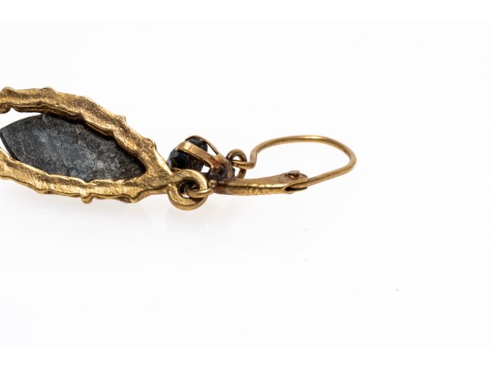 14K Dark Hematite Pendant Earrings