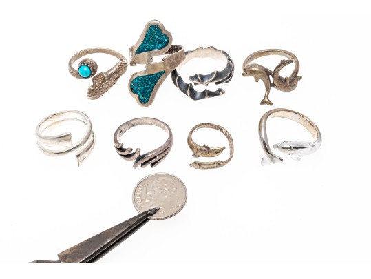Sterling Silver Fun Lot Of Assorted Bypass Style Rings