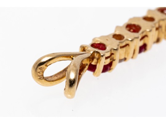 Dainty 14K Ruby And Diamond Drop Bar Pendant