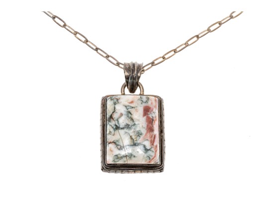 Sterling Silver And Agate Pendant Necklace