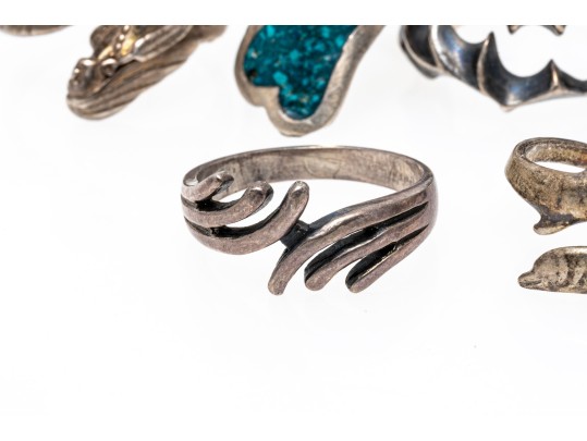 Sterling Silver Fun Lot Of Assorted Bypass Style Rings