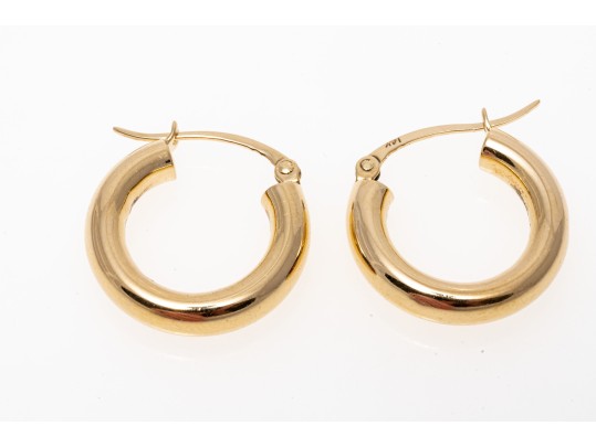 Simple 14K Polished Hoop Earrings