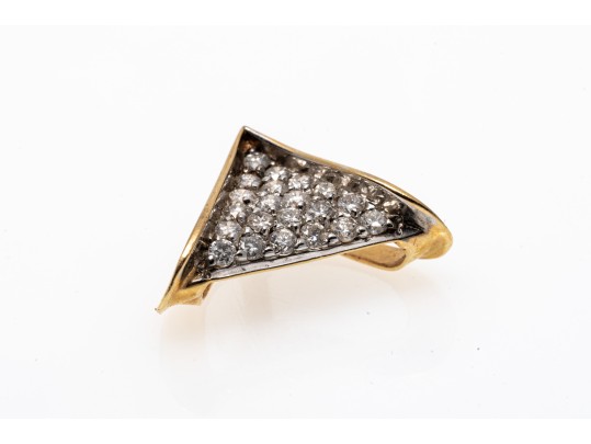 14K Pave Set Diamond Contemporary Slide Pendant