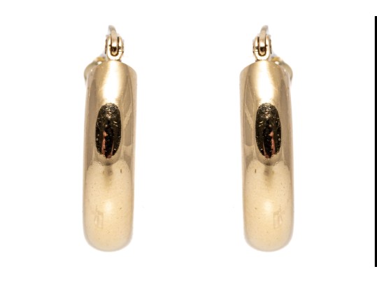 Simple 14K Polished Hoop Earrings