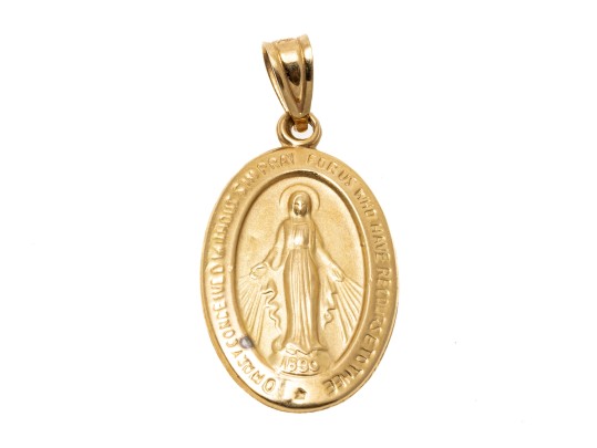 14k Yellow Gold Classic Oval Miraculous Medal