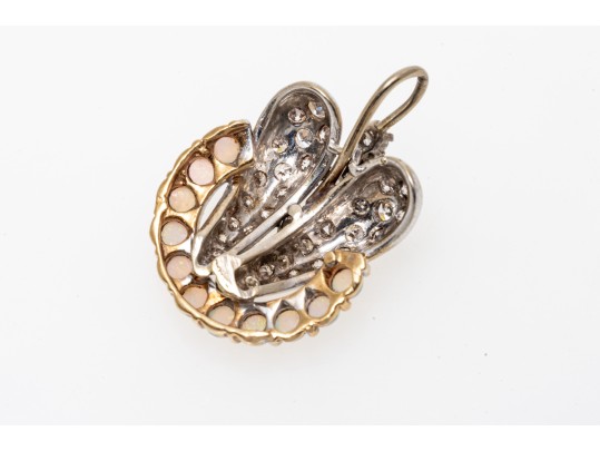 Unique 14K Diamond And Opal Pendant