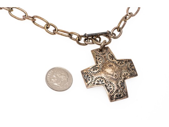 Bold Sterling Cross Pendant Necklace