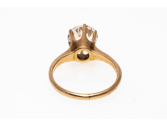 Fantastic 14K Solitary White Sapphire Ring, Size 5-