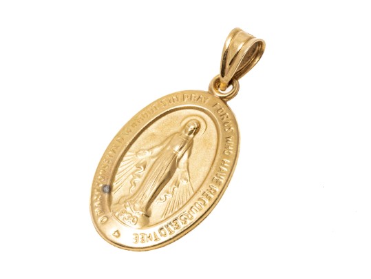 14k Yellow Gold Classic Oval Miraculous Medal