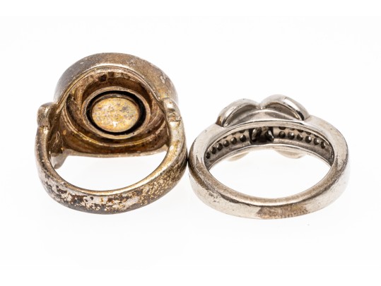 Sterling Silver Pair Of Really Striking Fashion Rings, Size 4.75