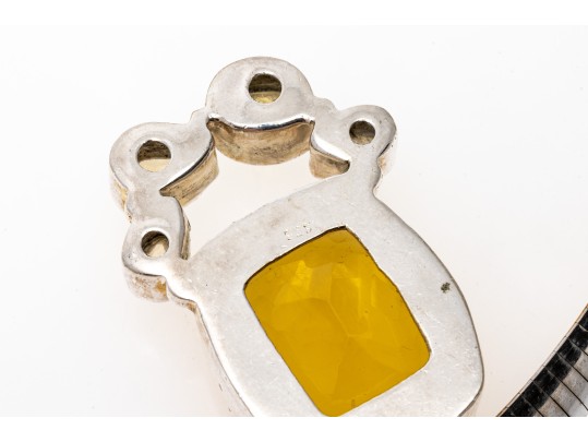 Colorful Zirconia Set Sterling Pendant Necklace