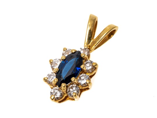 Petite 18K Sapphire And Diamond Pendant
