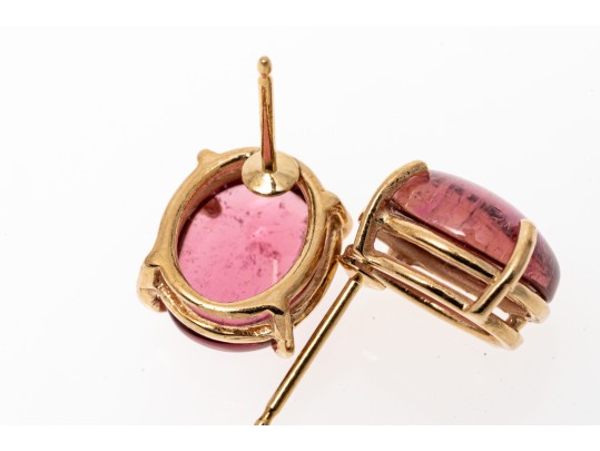 Simple Pink 14K Tourmaline Stud Earrings