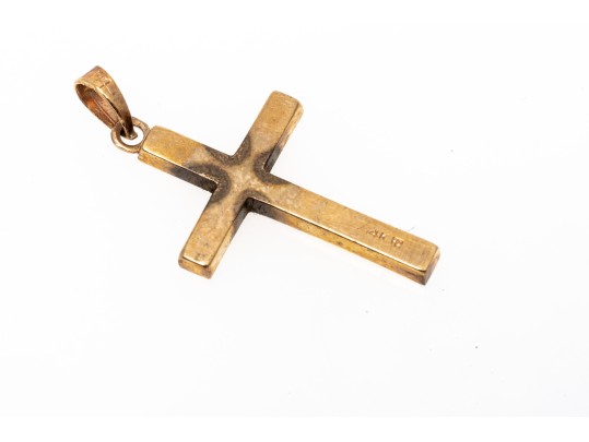 Classic 14K Etched Cross Pendant