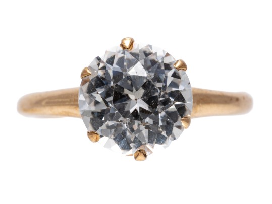 Fantastic 14K Solitary White Sapphire Ring, Size 5-