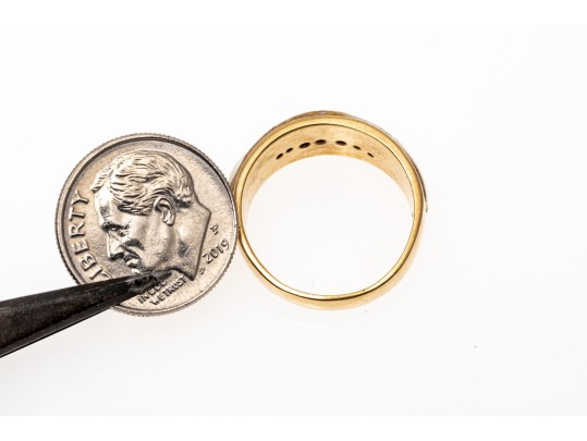 14K Yellow Gold Ring With White Gold And Graduated Diamond 