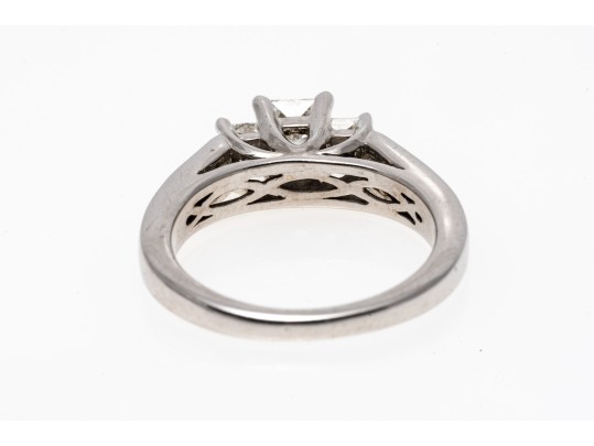 Stunning 14K White Gold Princess Cut Diamond Ring, Size 6