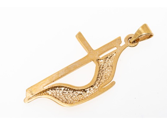 14k Yellow Gold Handsome United Methodist Flame Cross