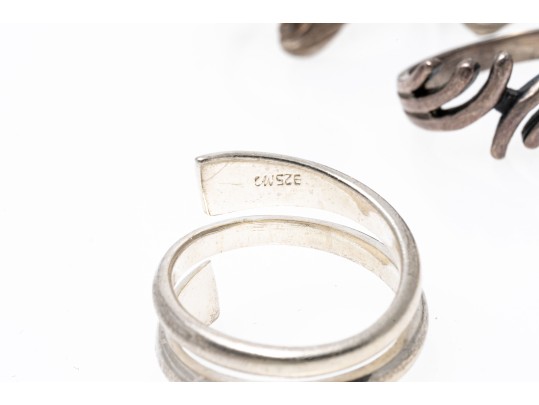 Sterling Silver Fun Lot Of Assorted Bypass Style Rings