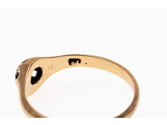 Vintage 14K And White Sapphire Ring, Size 6