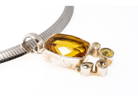 Colorful Zirconia Set Sterling Pendant Necklace