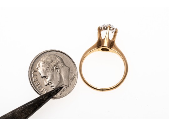 Fantastic 14K Solitary White Sapphire Ring, Size 5-