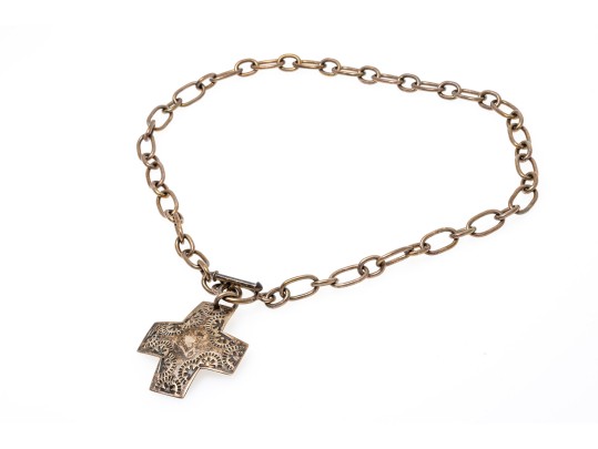 Bold Sterling Cross Pendant Necklace