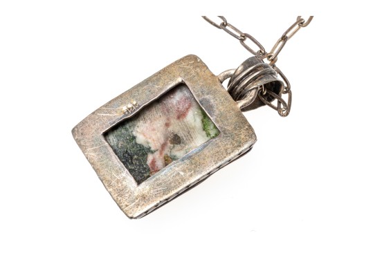 Sterling Silver And Agate Pendant Necklace