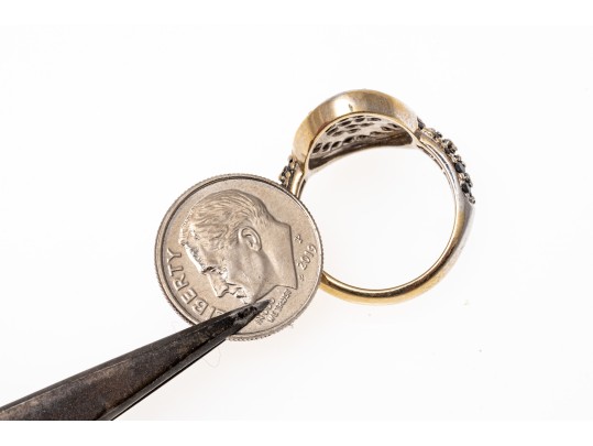 Stylish 18K White Gold Pave Black And White Diamond Ring, Size 6.5 (1.74 TCW)