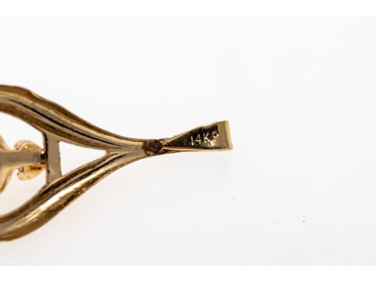 14K Pearl And Accent Diamond Teardrop Pendant