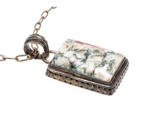 Sterling Silver And Agate Pendant Necklace